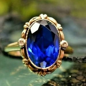 Antique Blue Spinel and Rose Cut Diamond Ring.